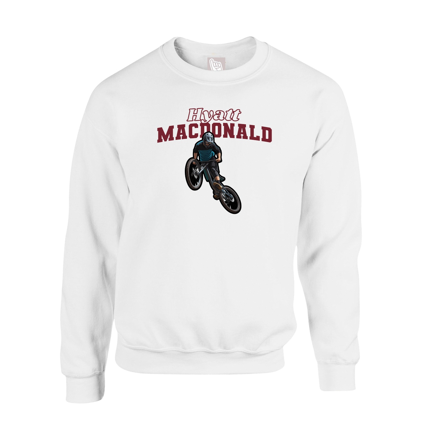 Fleece Crew — Name Arch in White