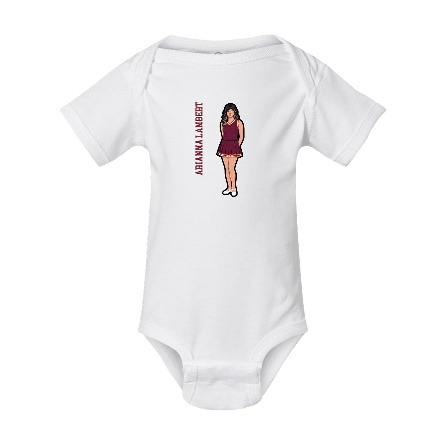Baby Onesie — Name Vertical in White