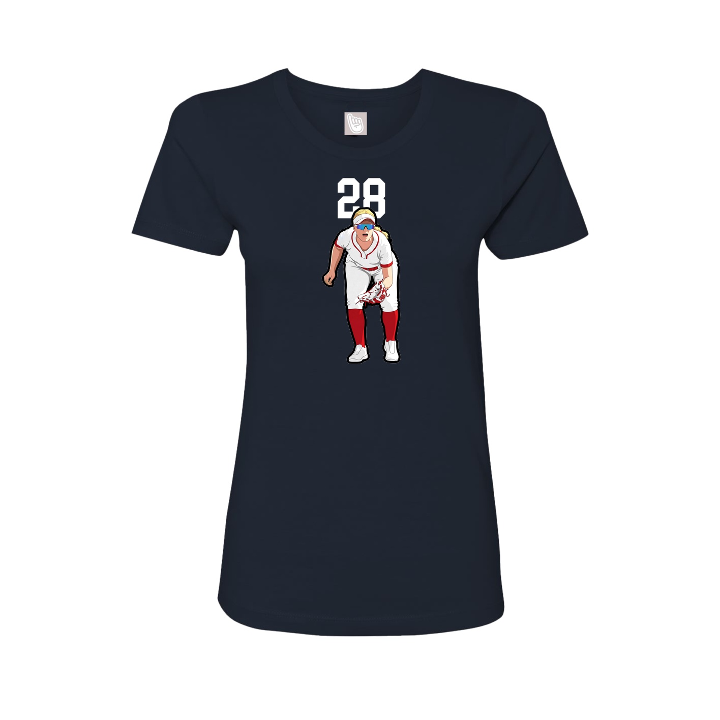 Fitted Women's Tee — Number Top in Navy