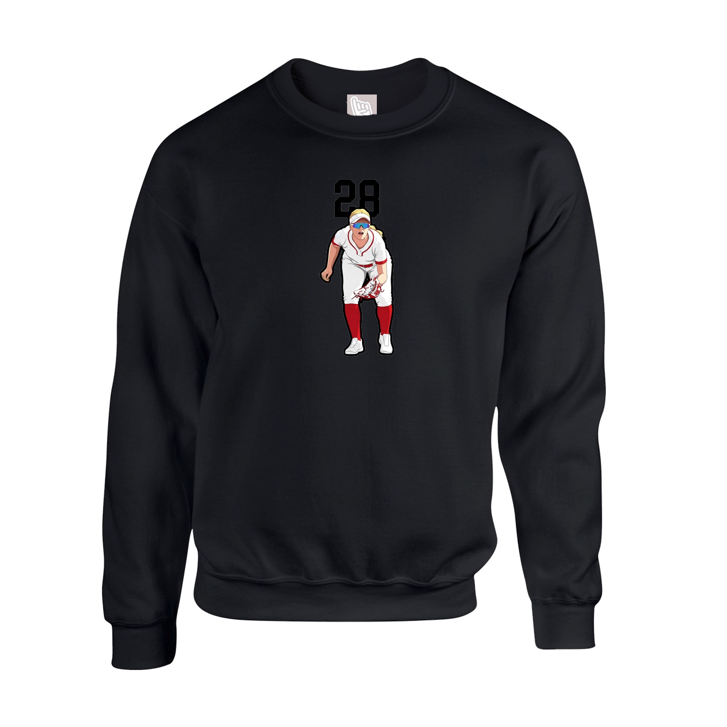 Fleece Crew — Number Top in Black