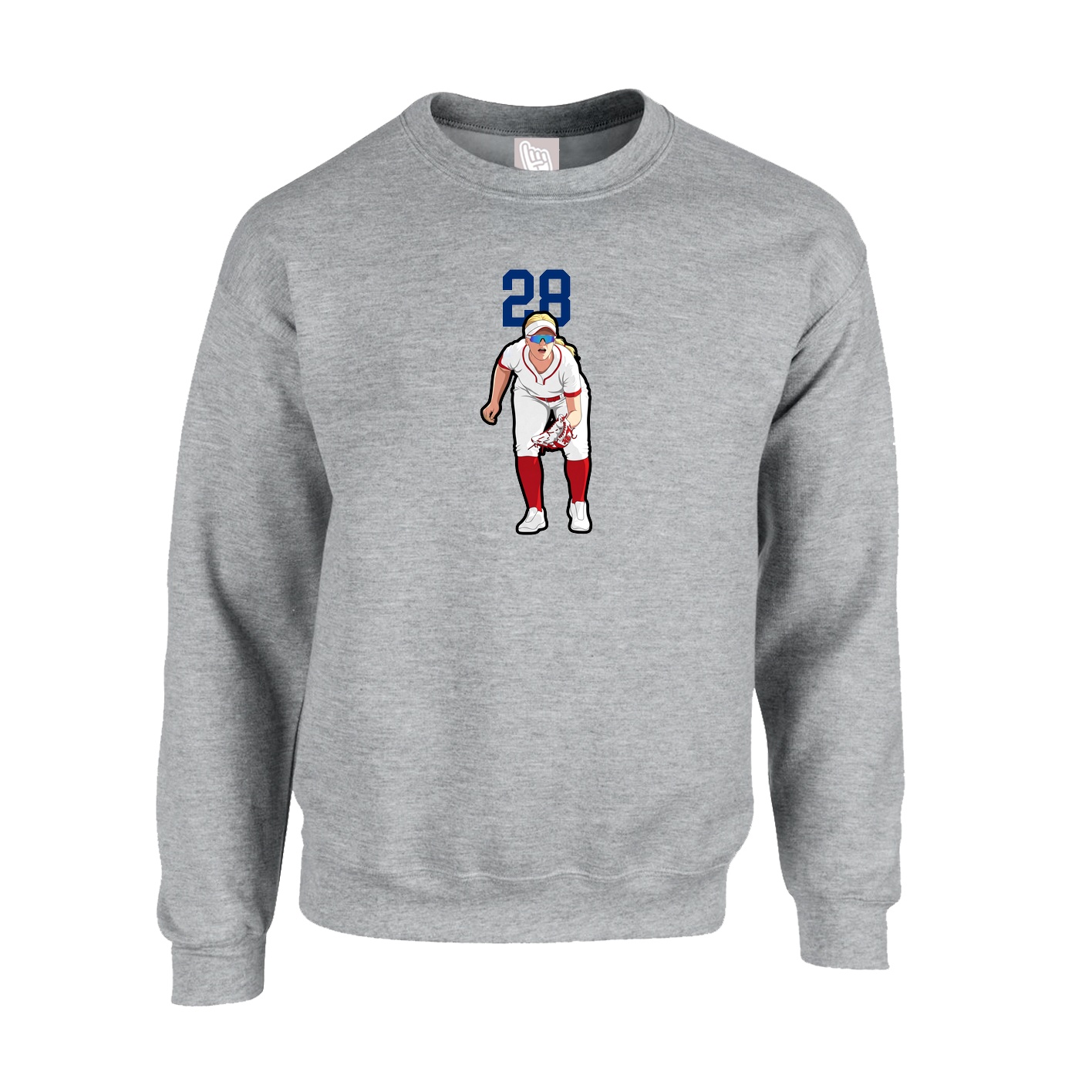 Fleece Crew — Number Top in Grey