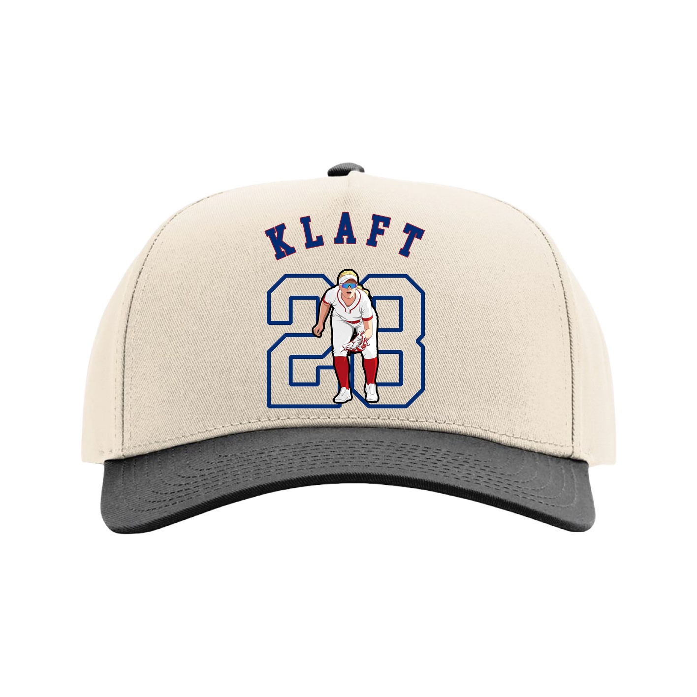 Full Fabric Five-Panel Champ Cap — Shirsey Arch in Cream/Black