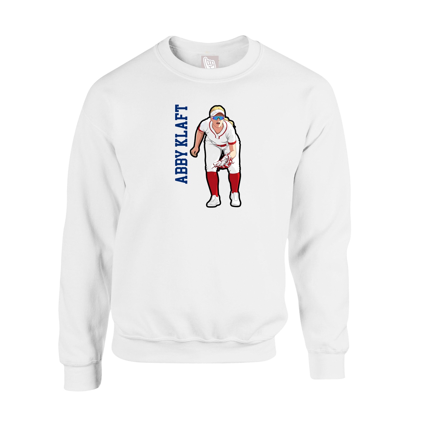 Fleece Crew — Name Vertical in White