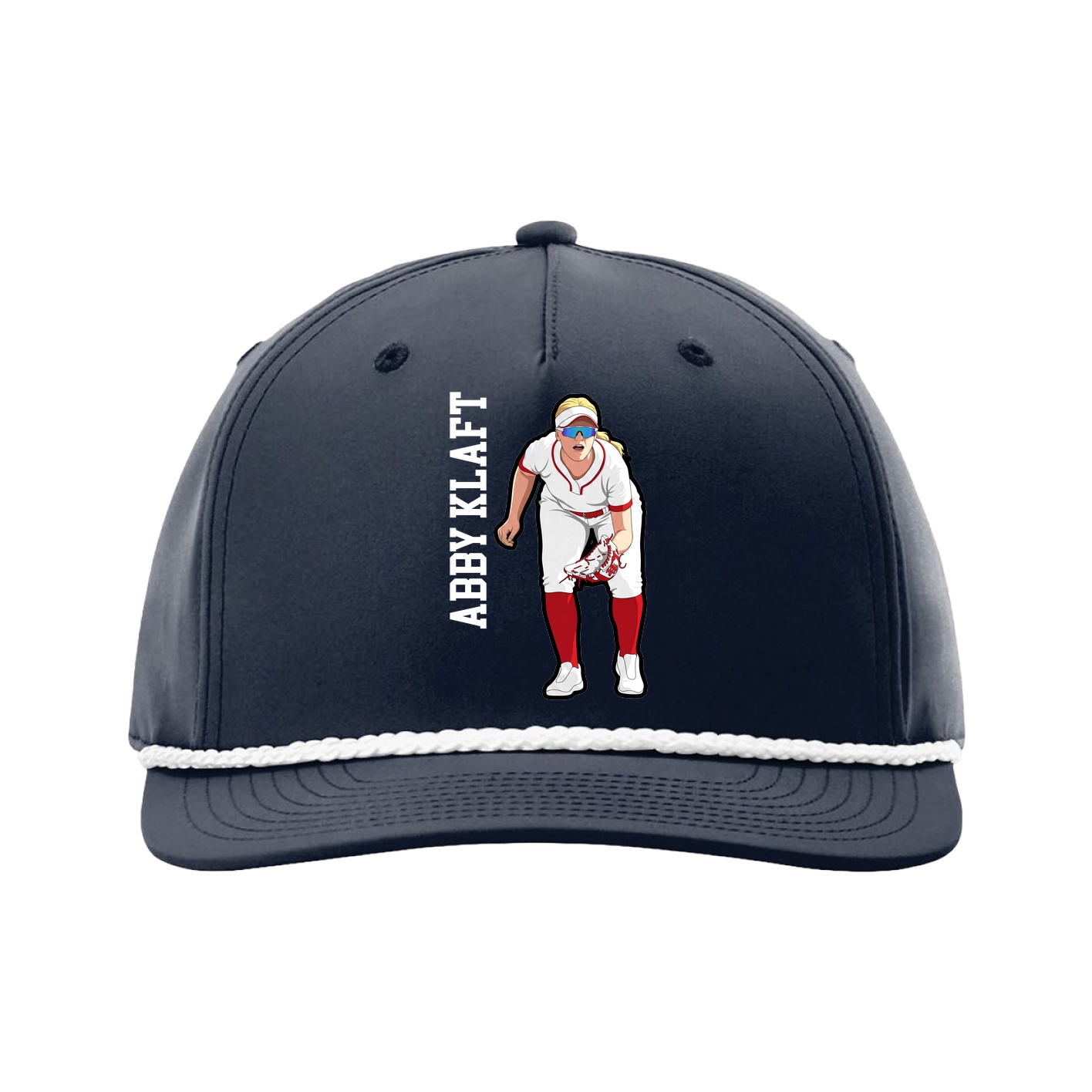 Five-Panel Classic Rope Cap — Name Vertical in Navy