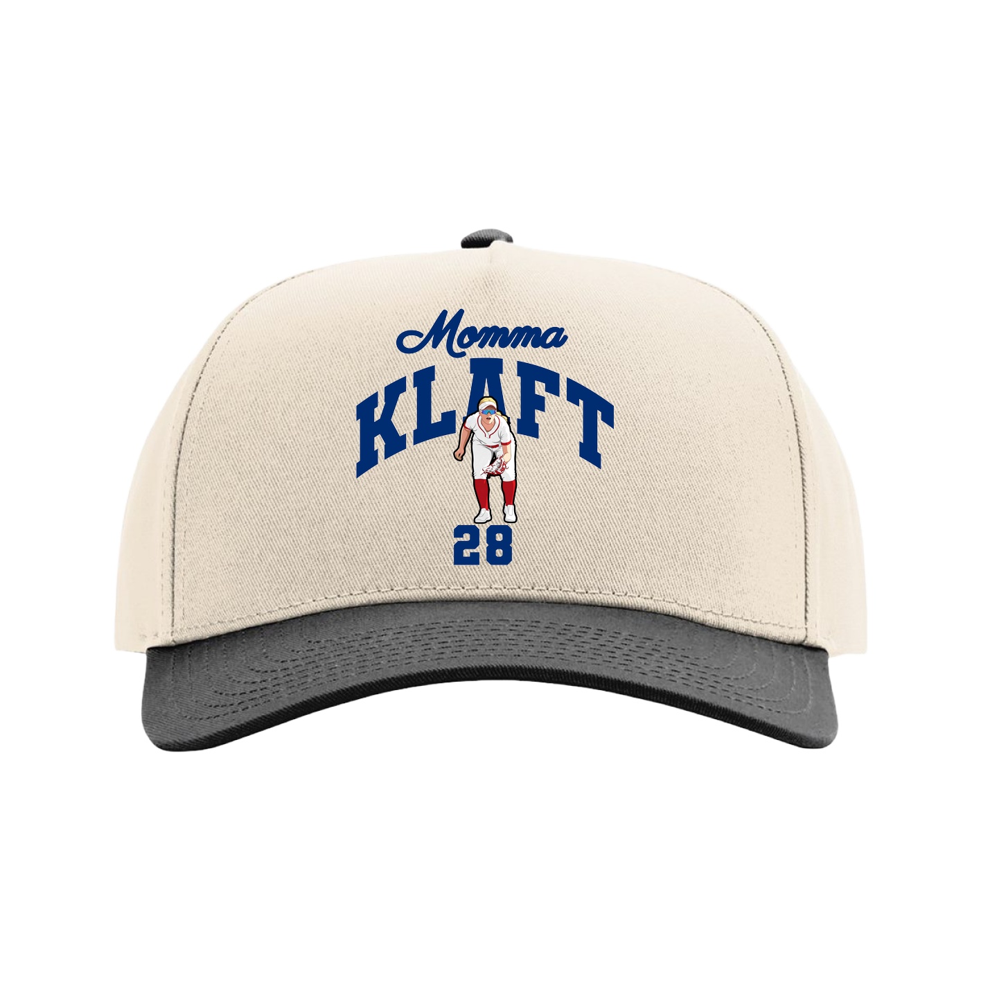 Full Fabric Five-Panel Champ Cap — Mothers Day Arch in Cream/Black