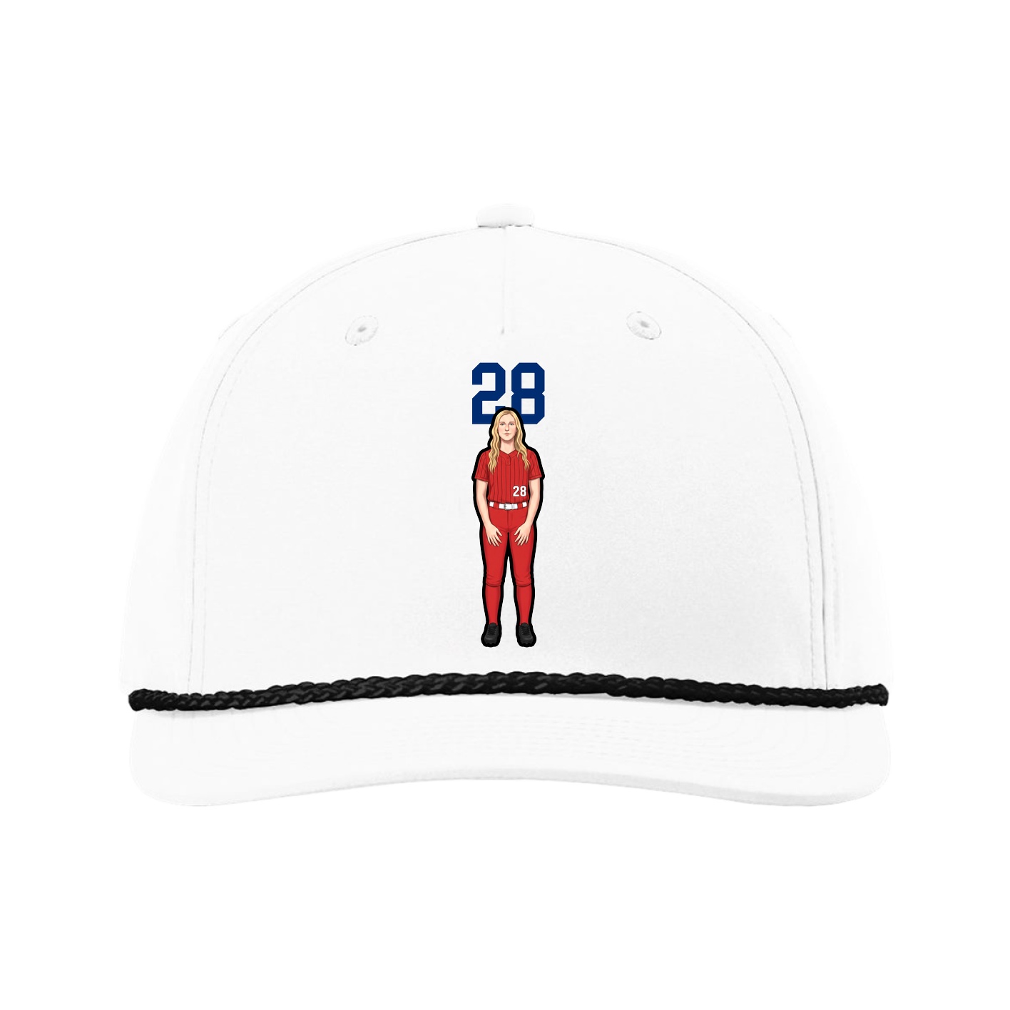Five-Panel Classic Rope Cap — Number Top in White