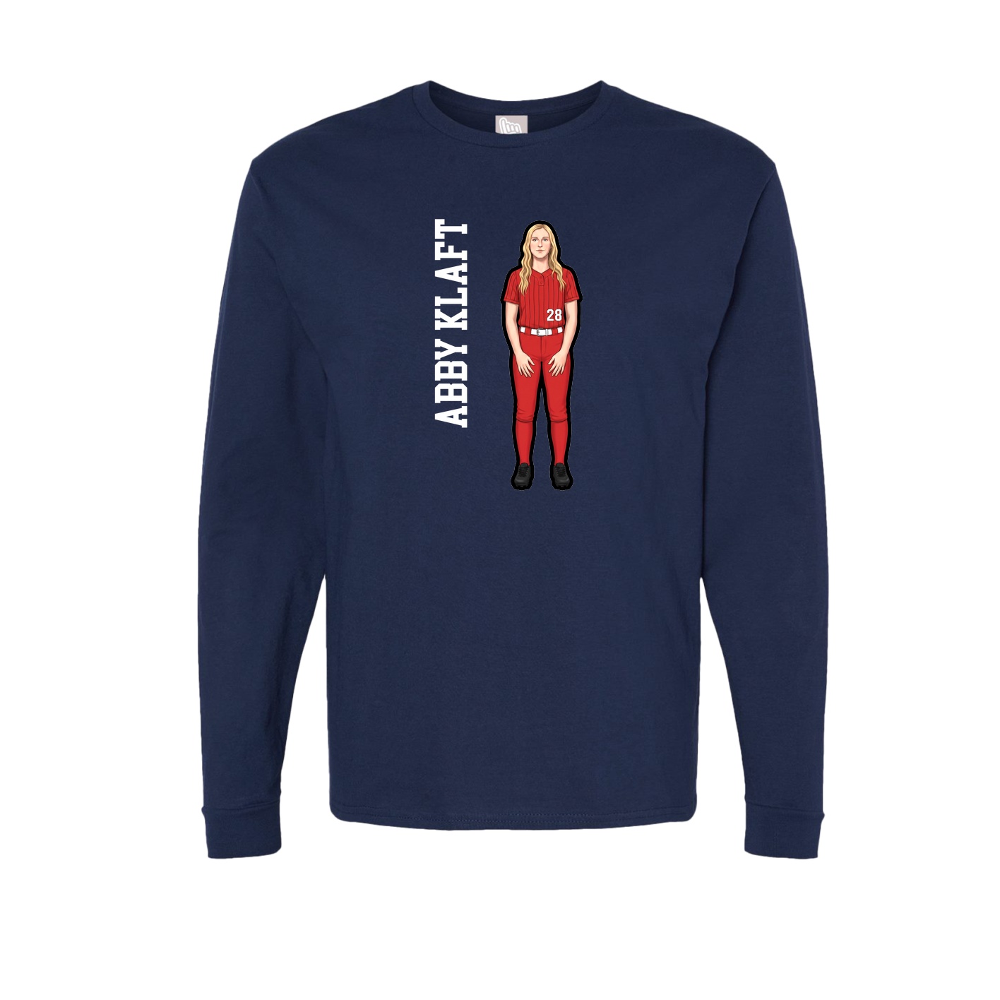 Long Sleeve Tee — Name Vertical in Navy