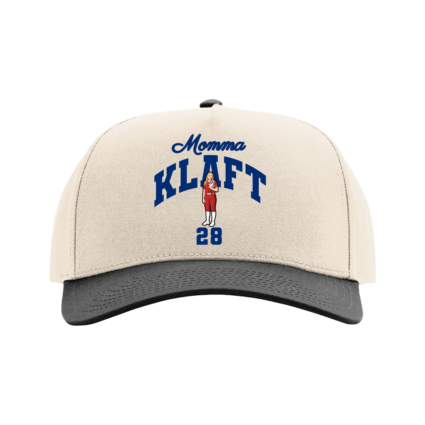 Full Fabric Five-Panel Champ Cap — Mothers Day Arch in Cream/Black