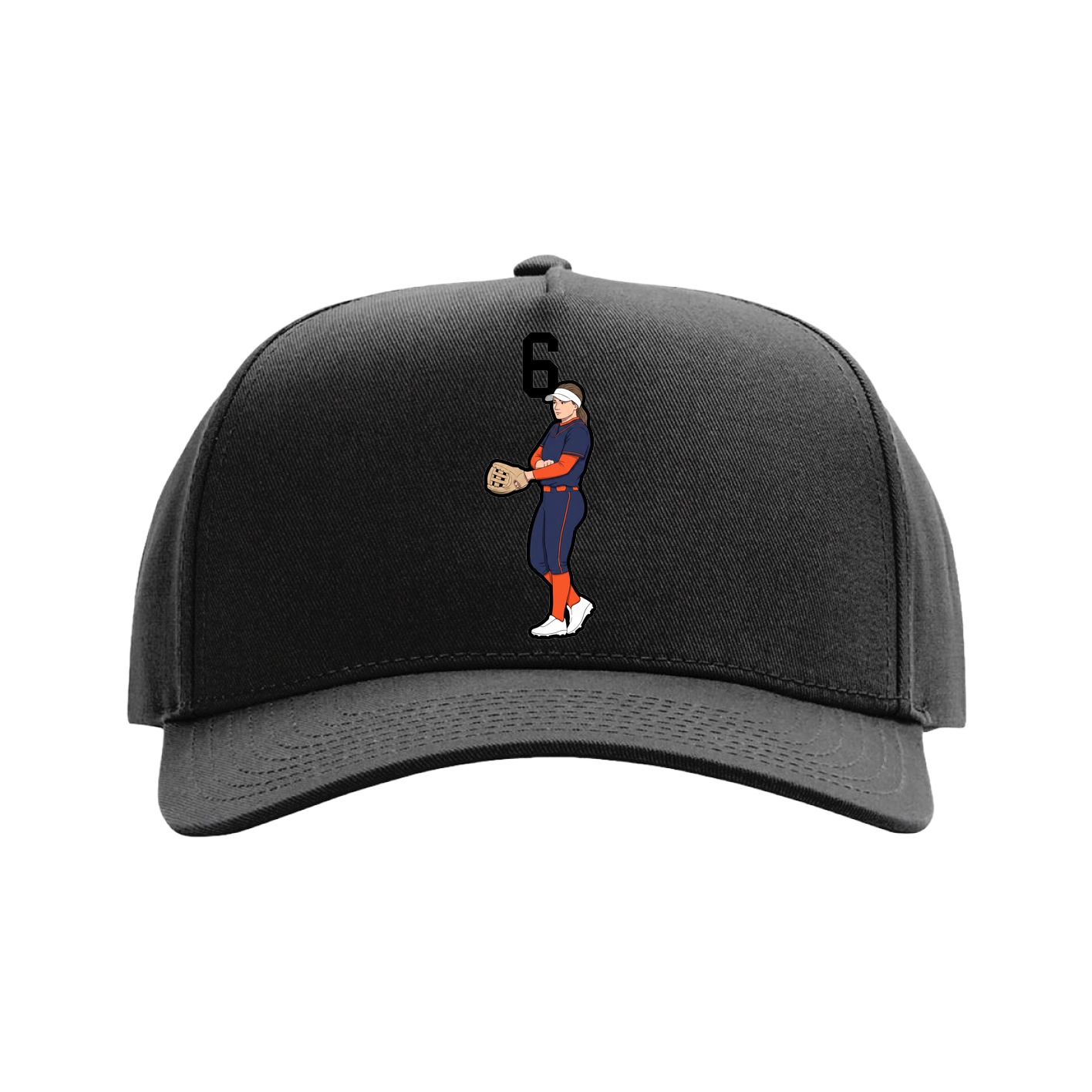Full Fabric Five-Panel Champ Cap — Number Top in Black