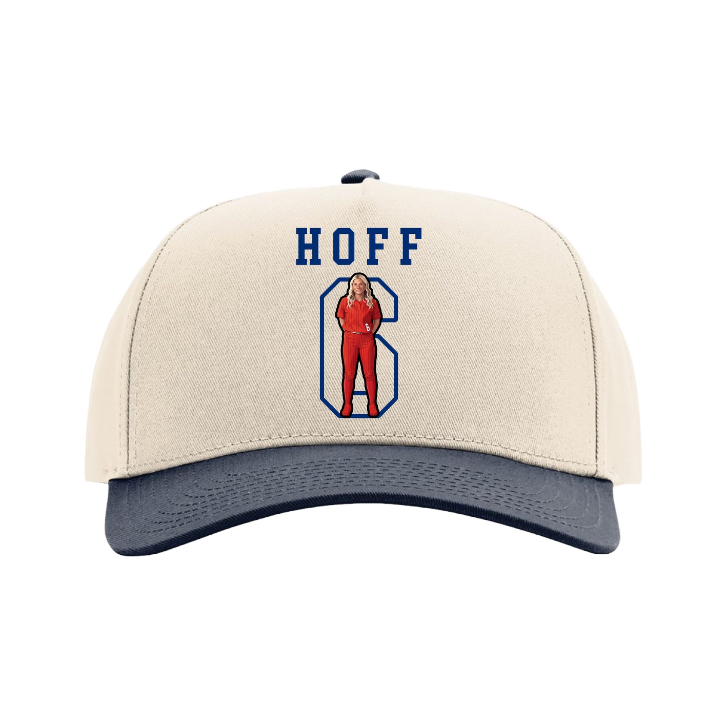 Full Fabric Five-Panel Champ Cap — Shirsey in Cream/Navy