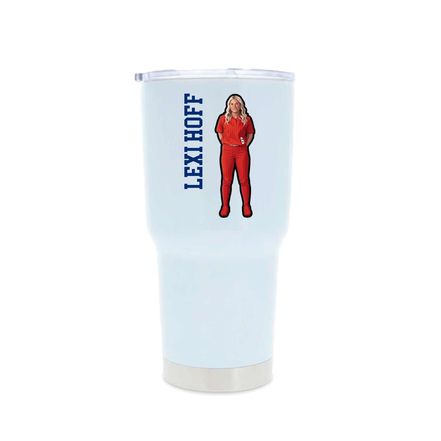 30oz Stainless Steel Tumbler — Name Vertical in White