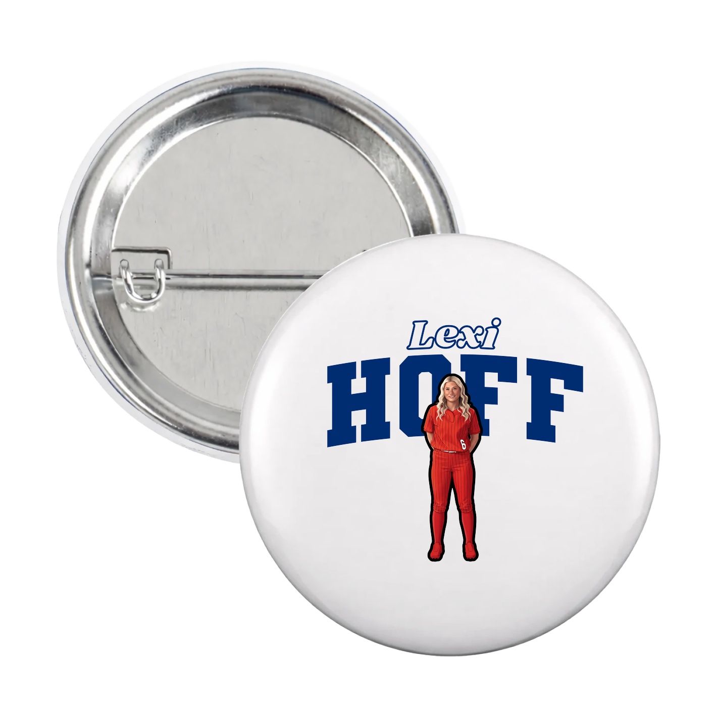 Game Day Button — Name Arch in White
