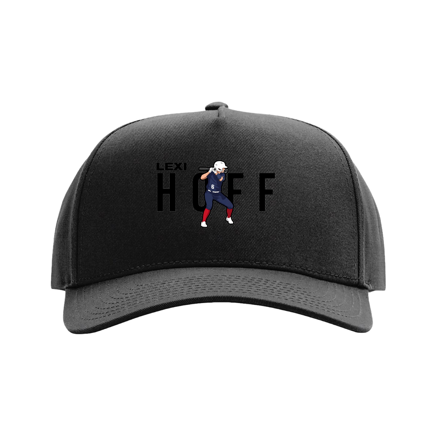 Full Fabric Five-Panel Champ Cap — Player Name in Black