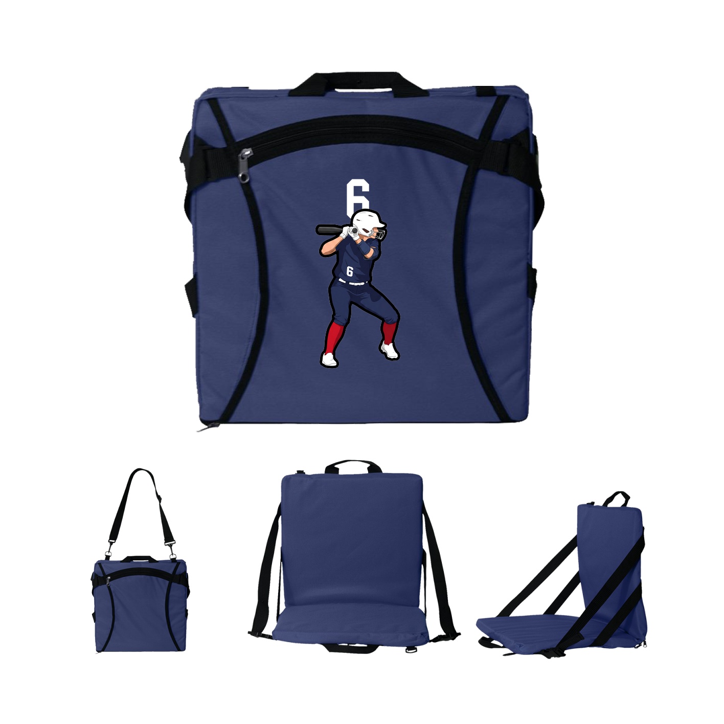 Folding Stadium Seat — Number Top in Navy