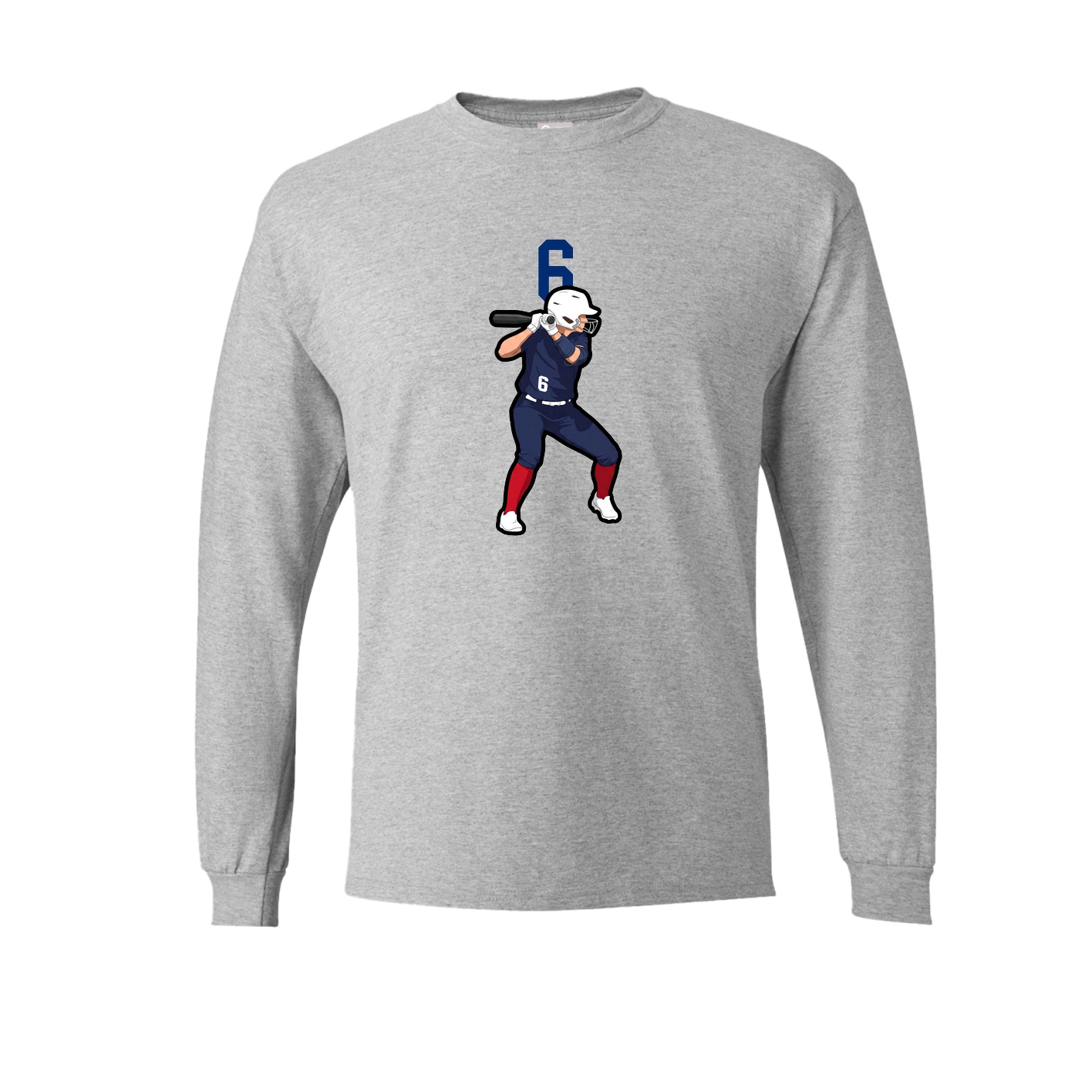 Long Sleeve Tee — Number Top in Grey