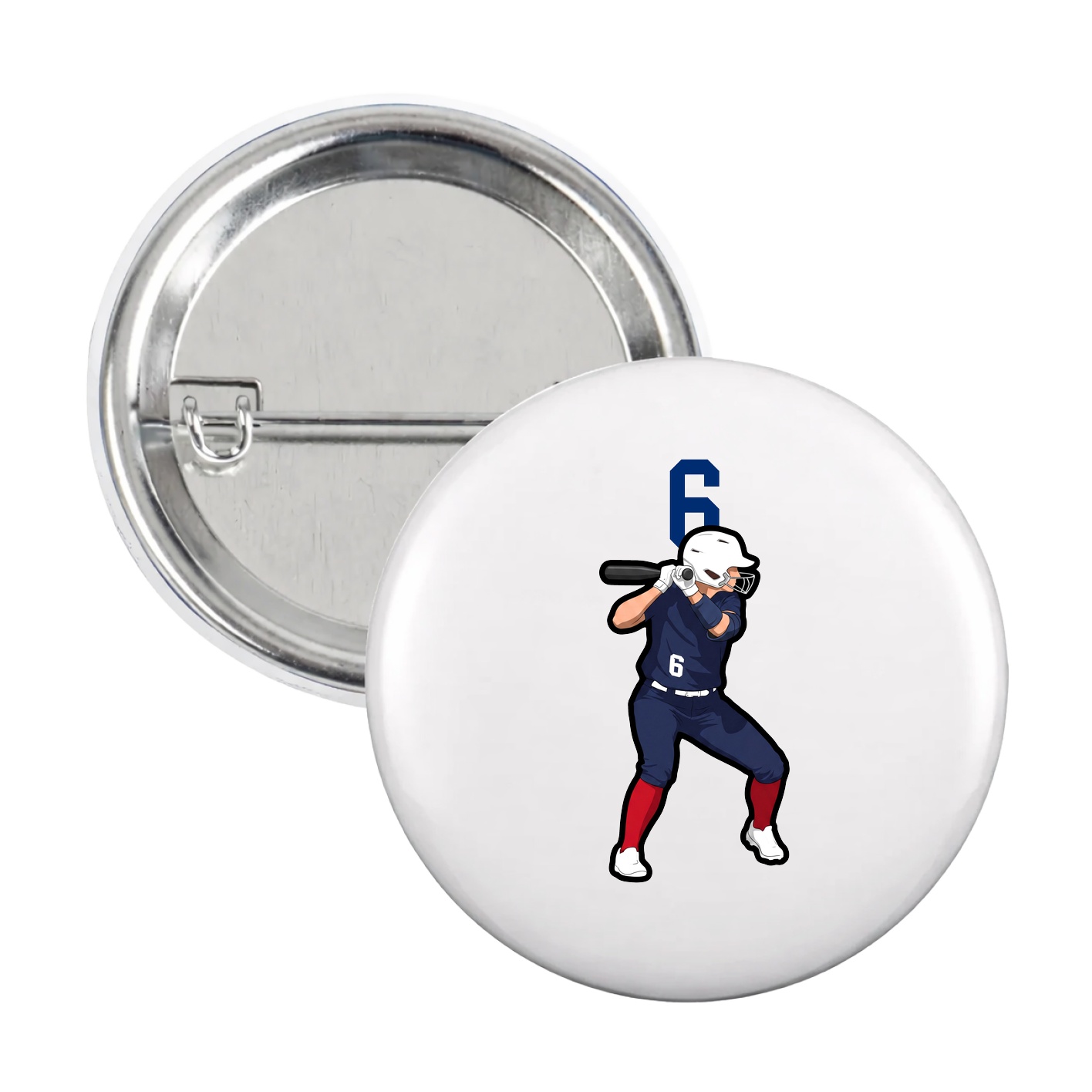 Game Day Button — Number Top in White