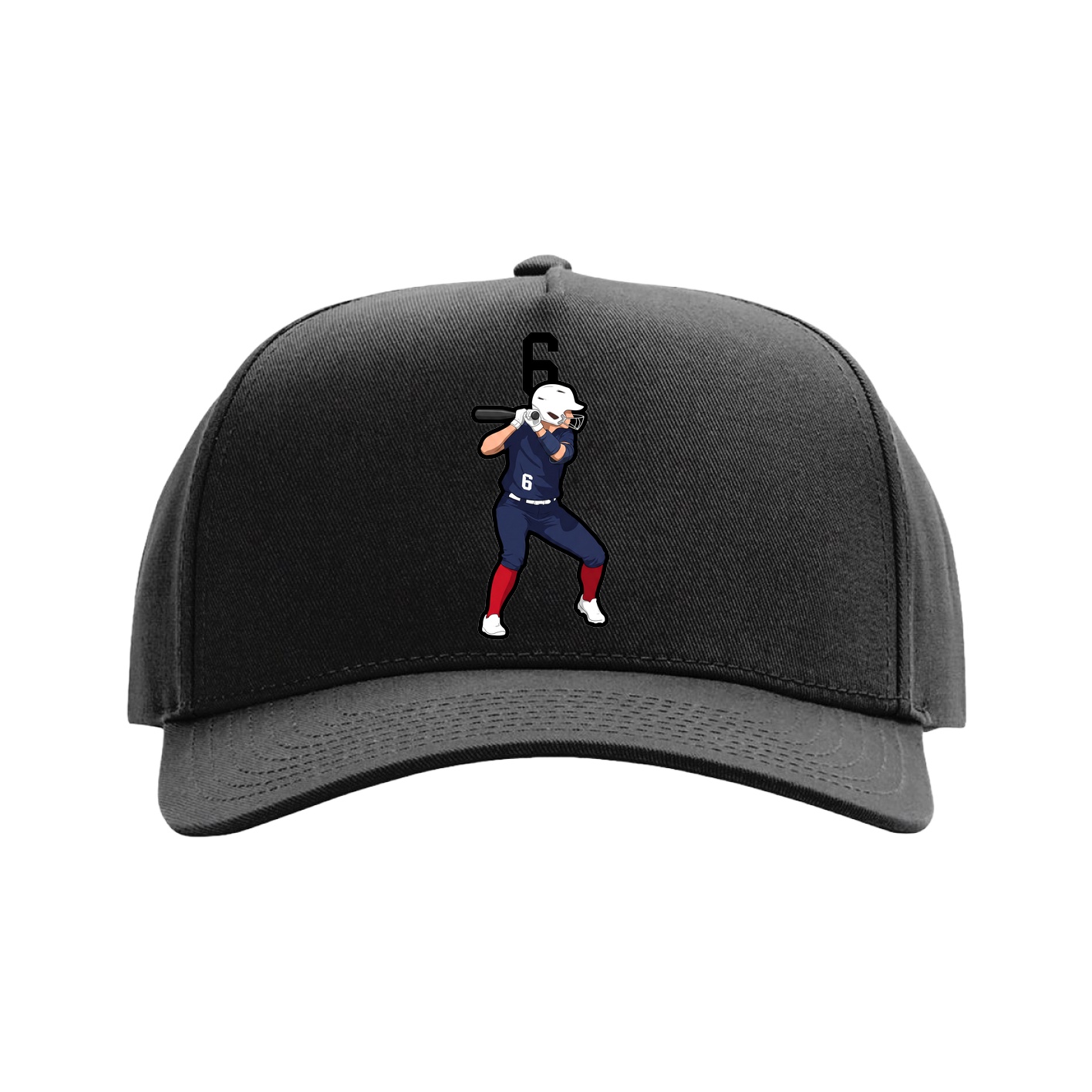Full Fabric Five-Panel Champ Cap — Number Top in Black