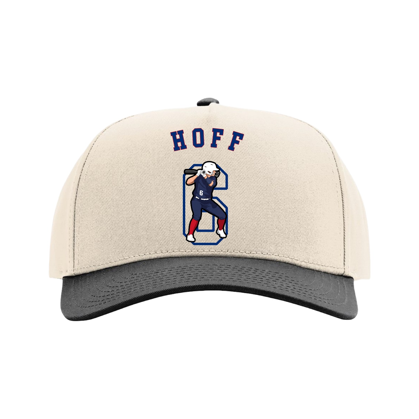 Full Fabric Five-Panel Champ Cap — Shirsey Arch in Cream/Black