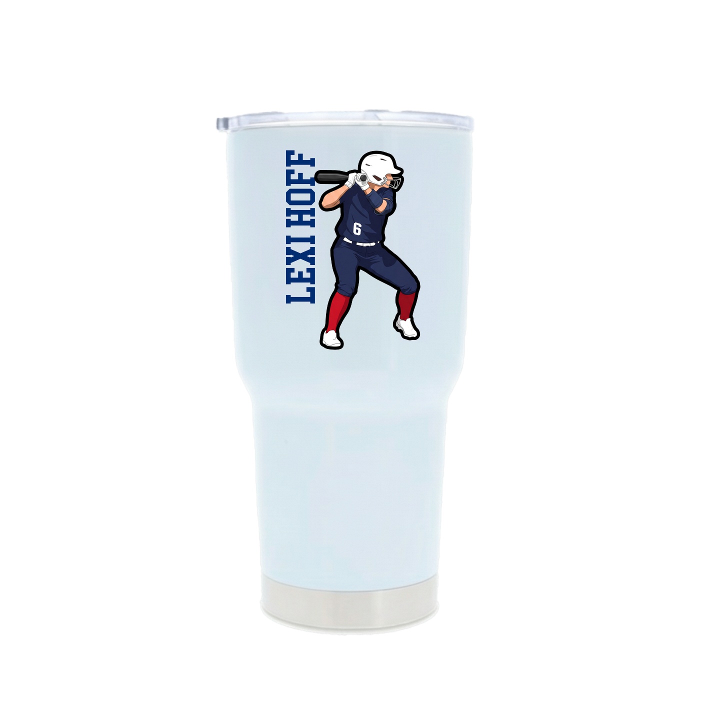 30oz Stainless Steel Tumbler — Name Vertical in White