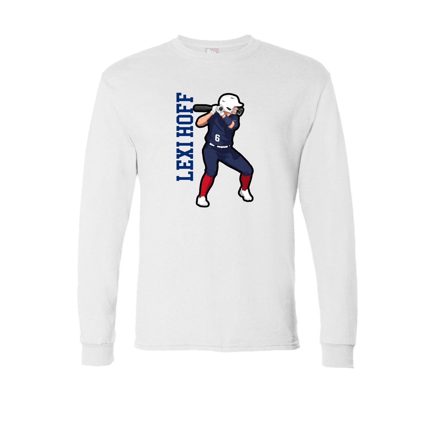 Long Sleeve Tee — Name Vertical in White