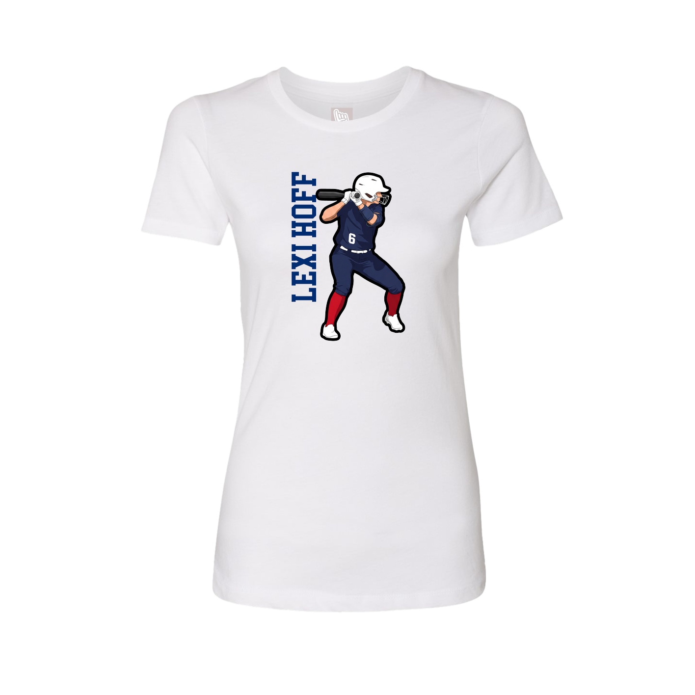 Womens Tee — Name Vertical in White