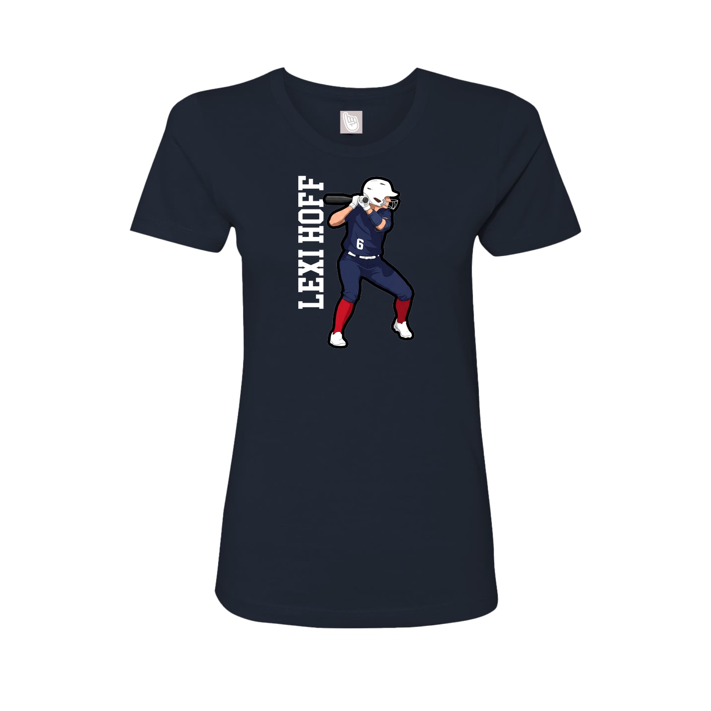 Womens Tee — Name Vertical in Navy