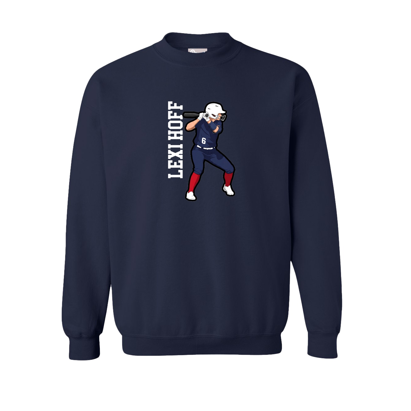 Fleece Crew — Name Vertical in Navy