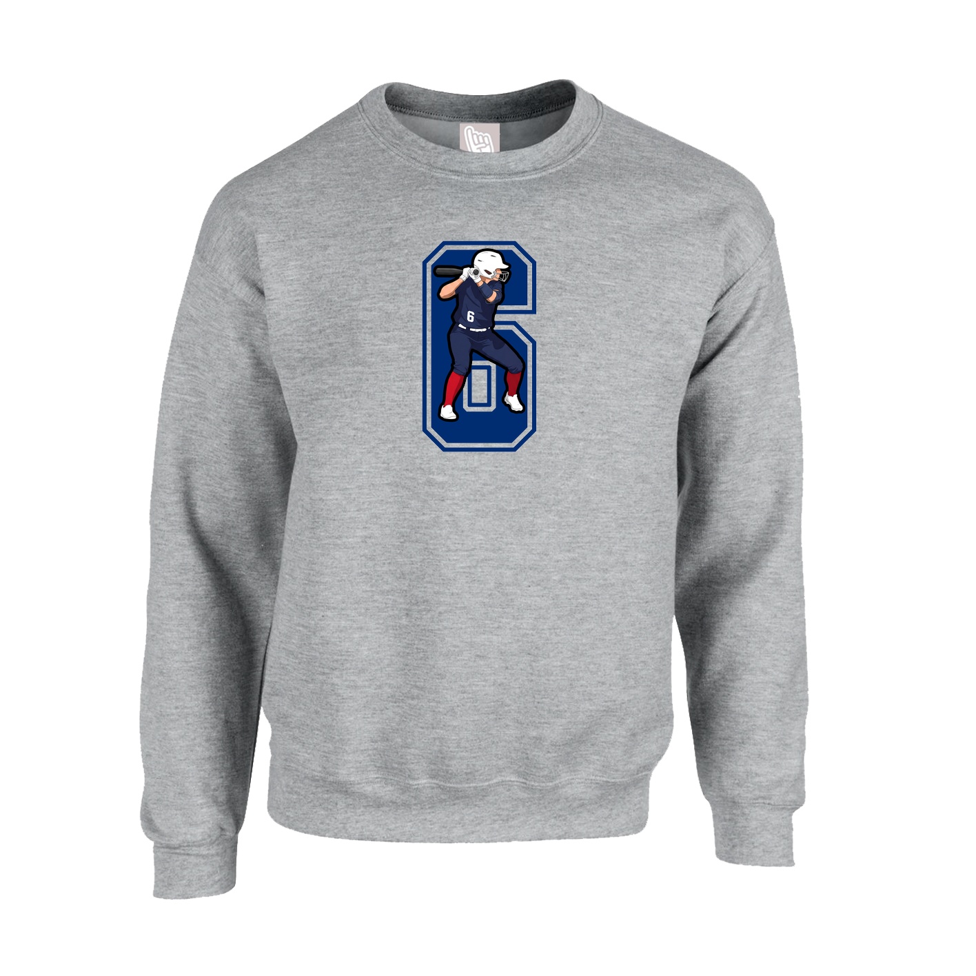 Fleece Crew — Number in Grey