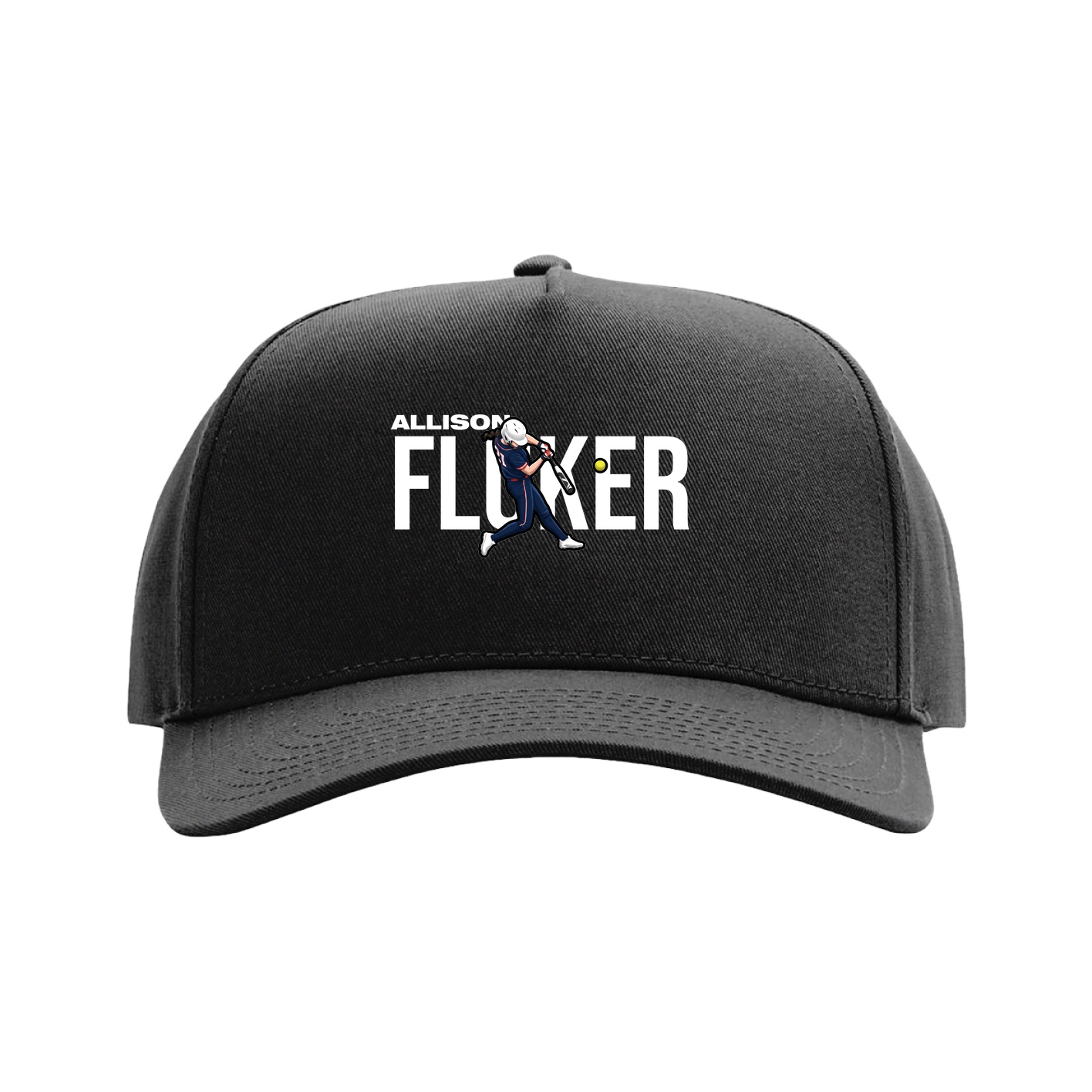Full Fabric Five-Panel Champ Cap — Player Name in Black