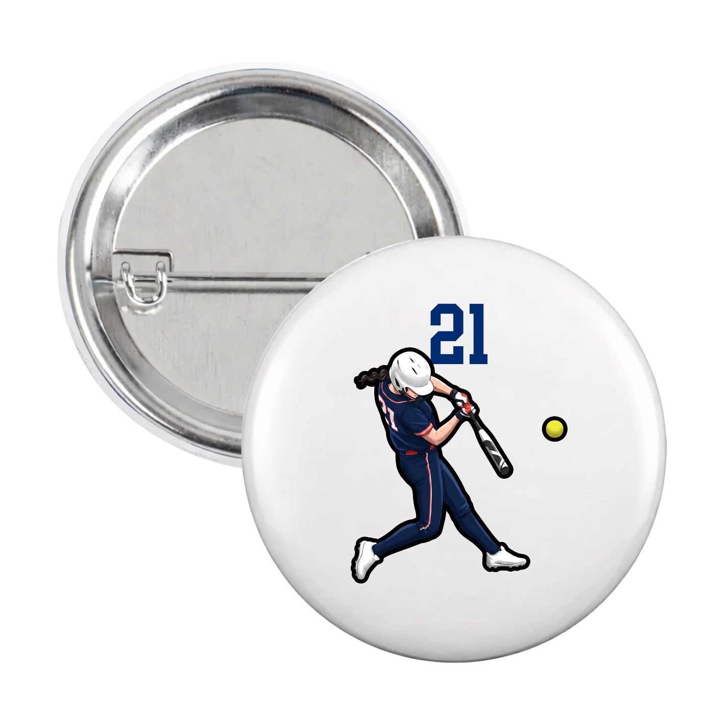Game Day Button — Number Top in White