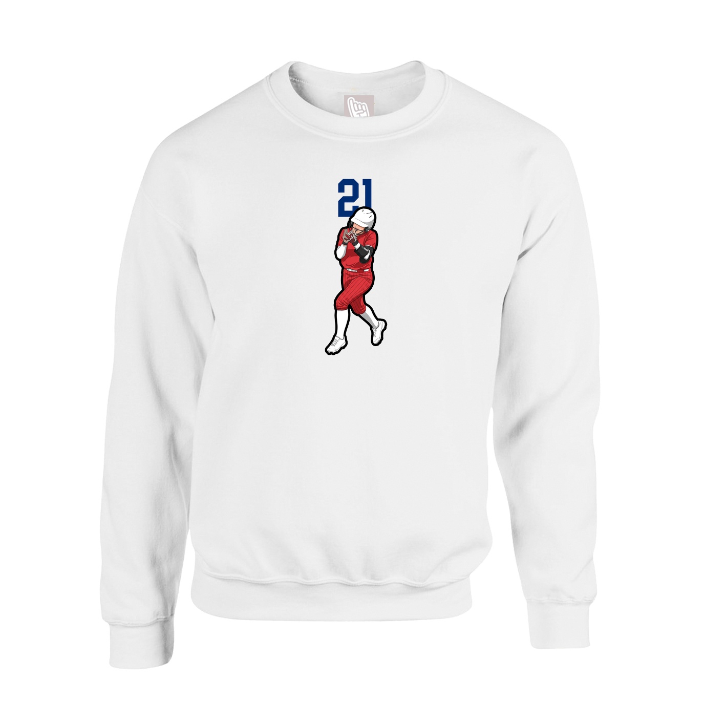 Fleece Crew — Number Top in White