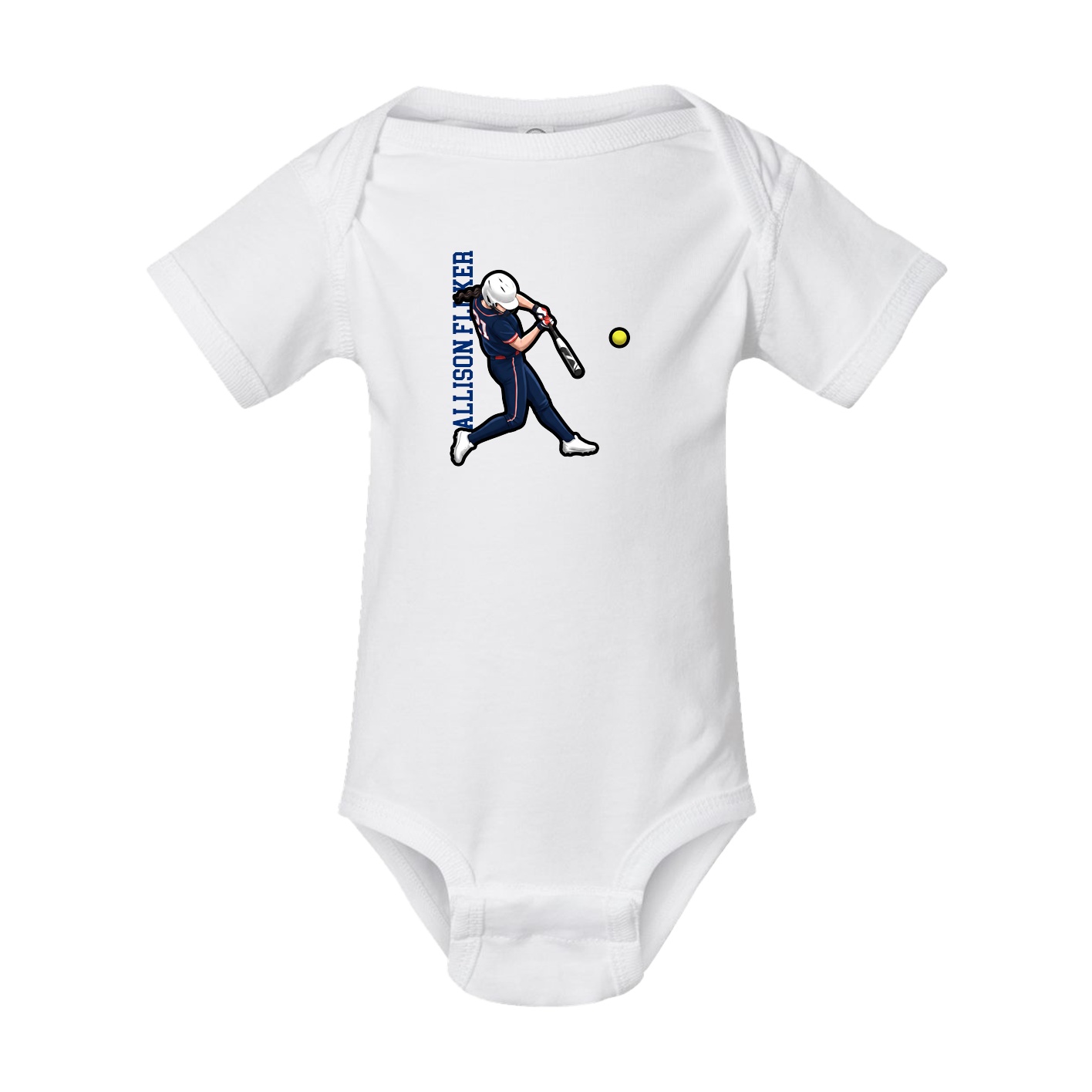 Baby Onesie — Name Vertical in White