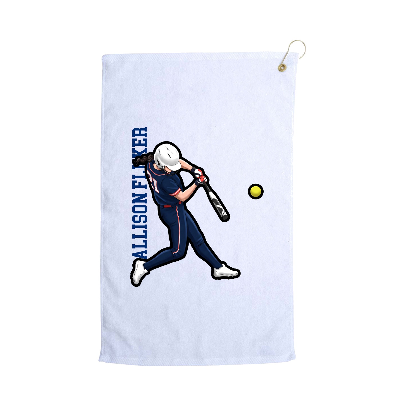 Golf Towel — Name Vertical in White