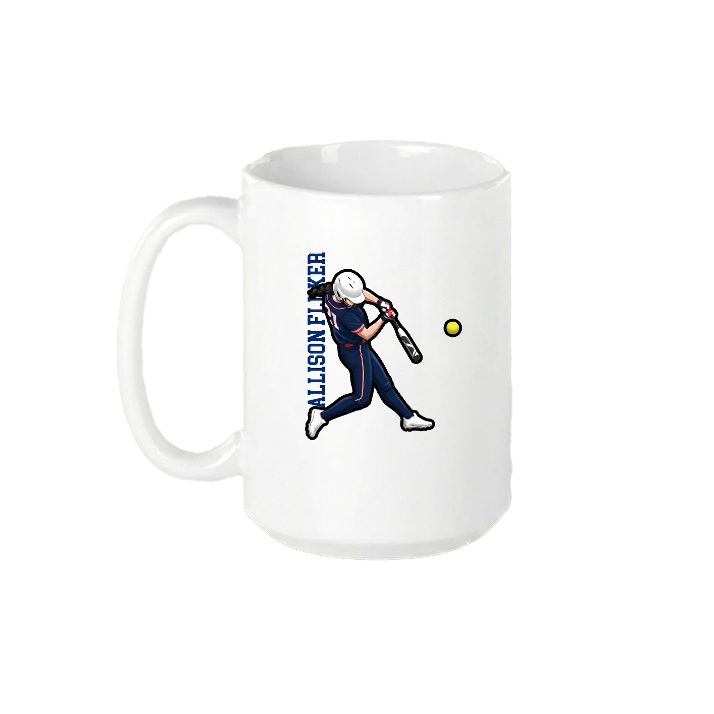 15oz Coffee Mug — Name Vertical in White