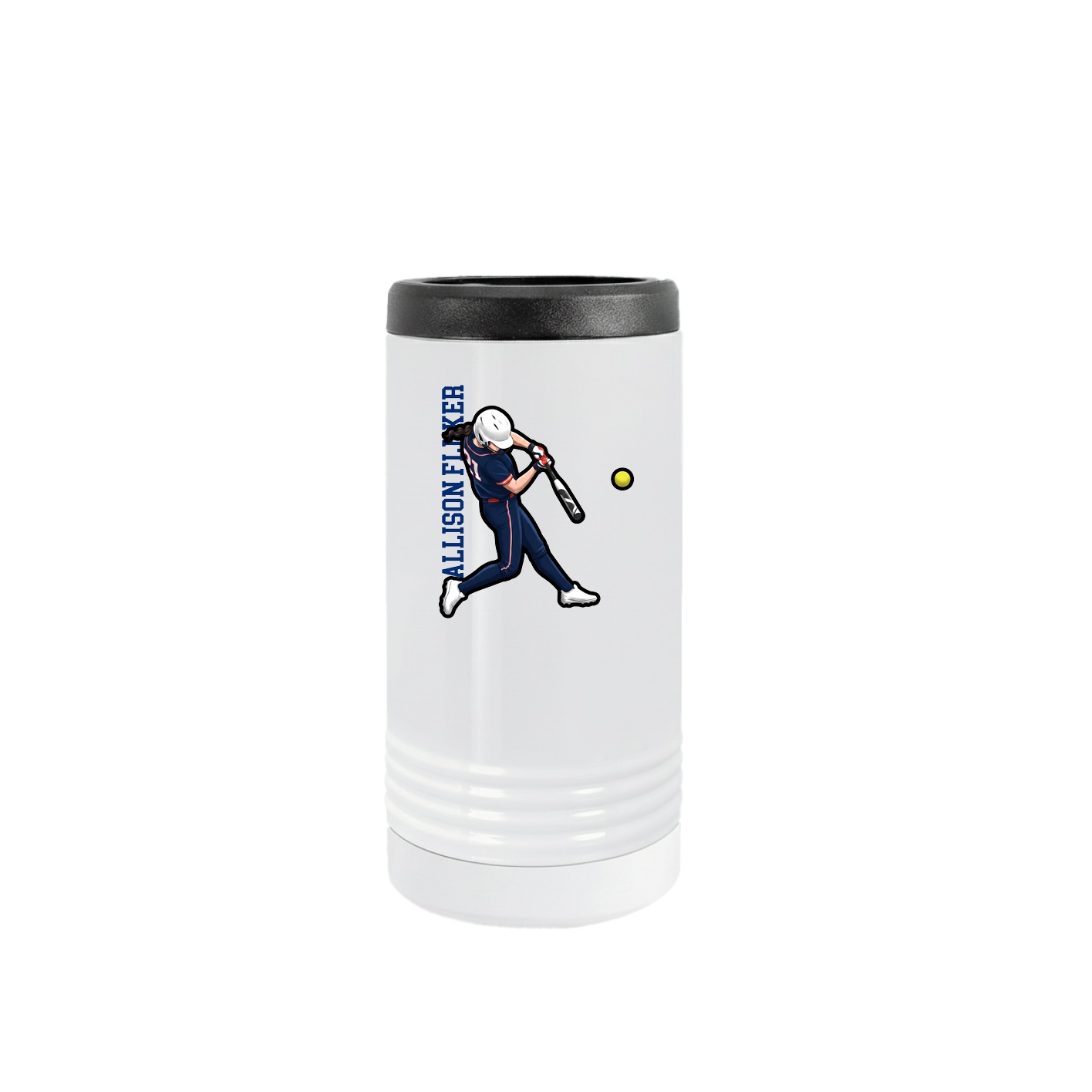 Slim Beverage Holder — Name Vertical in White