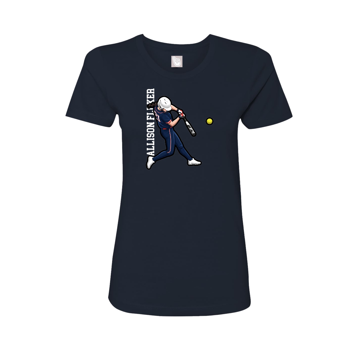 Fitted Women's Tee — Name Vertical in Navy