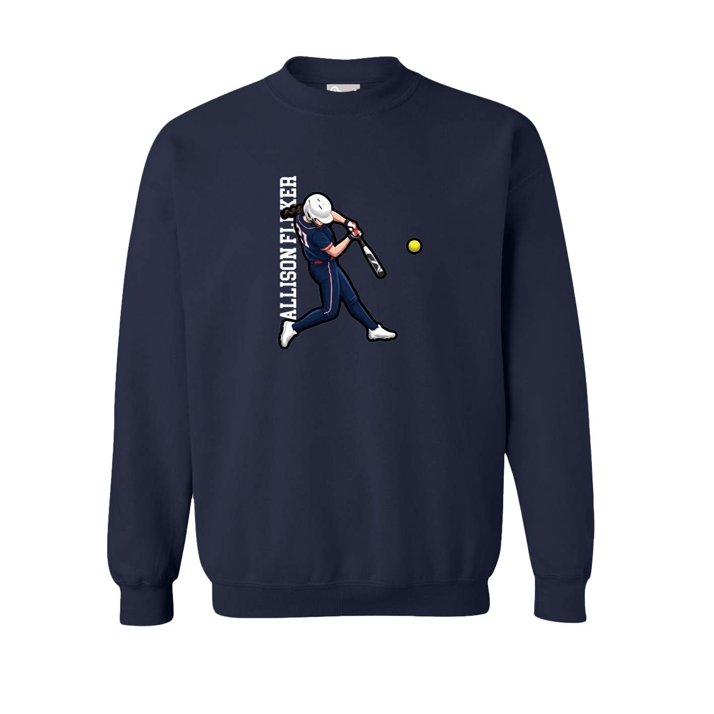 Fleece Crew — Name Vertical in Navy