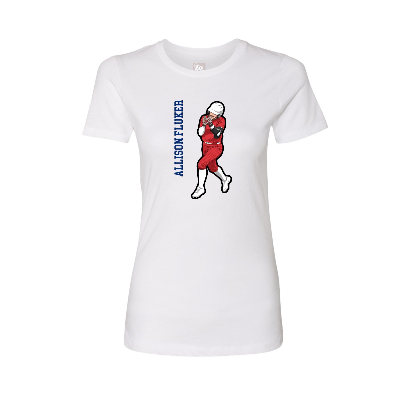 Fitted Women's Tee — Name Vertical in White