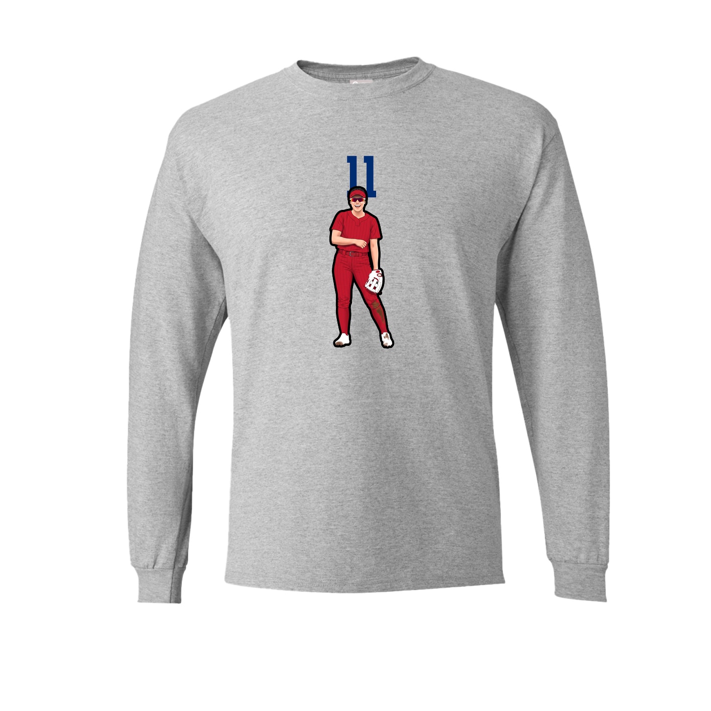 Long Sleeve Tee — Number Top in Grey
