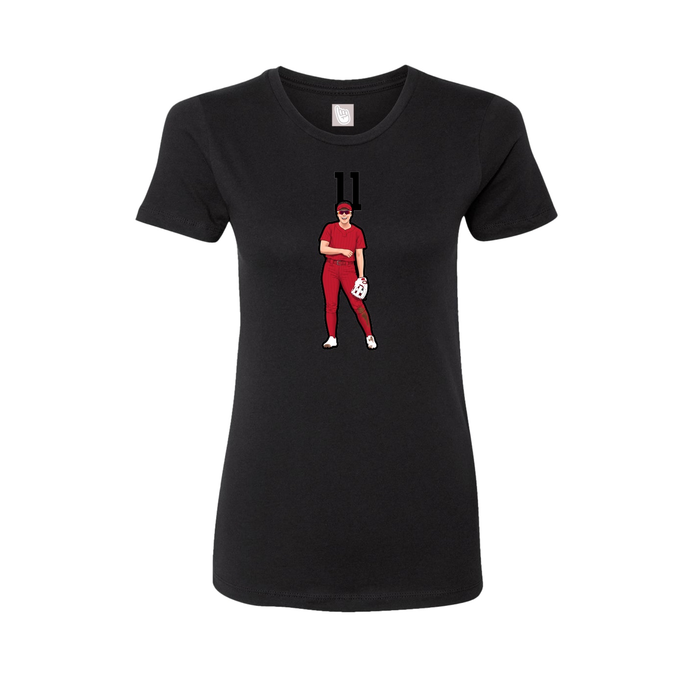 Fitted Women's Tee — Number Top in Black