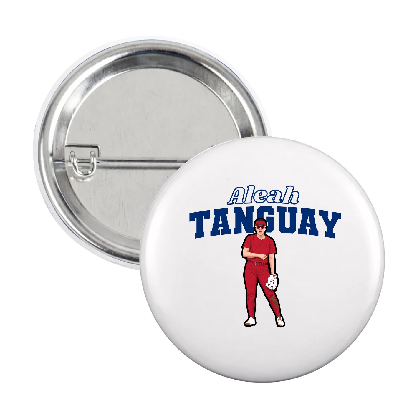 Game Day Button — Name Arch in White