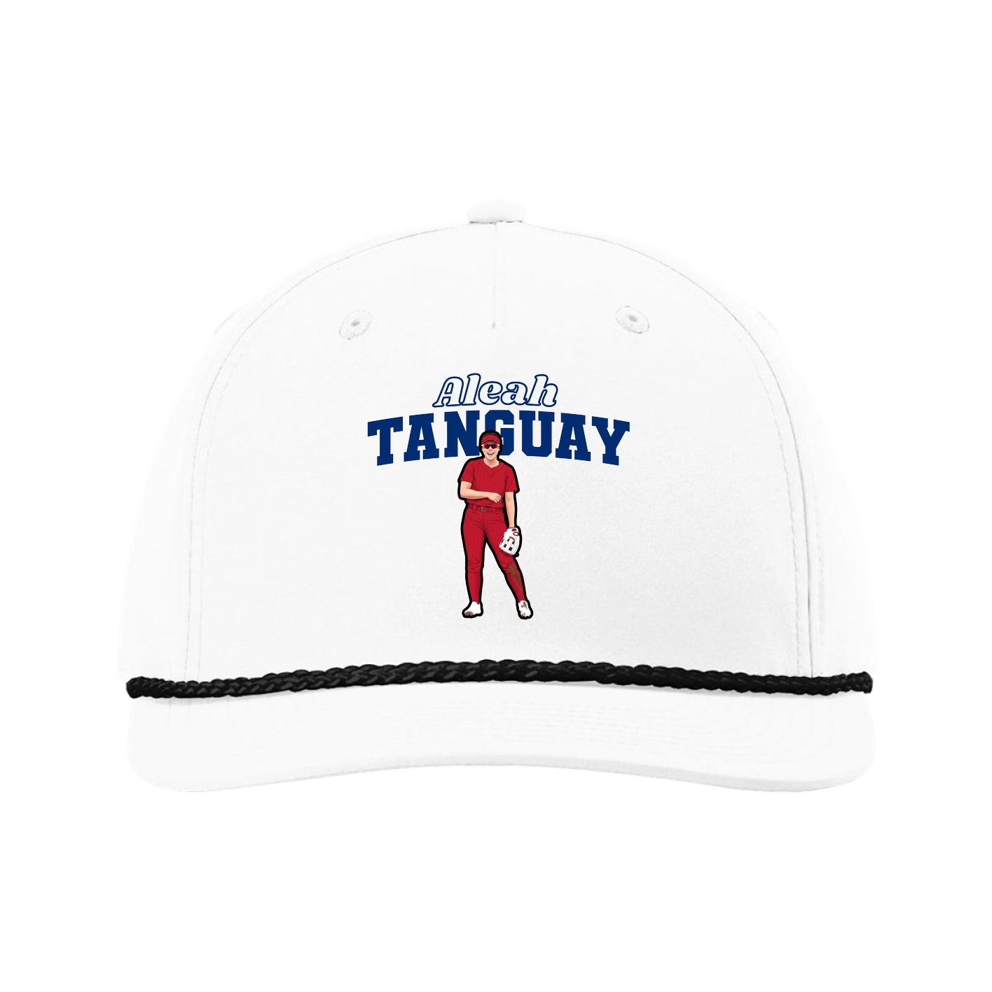 Five-Panel Classic Rope Cap — Name Arch in White
