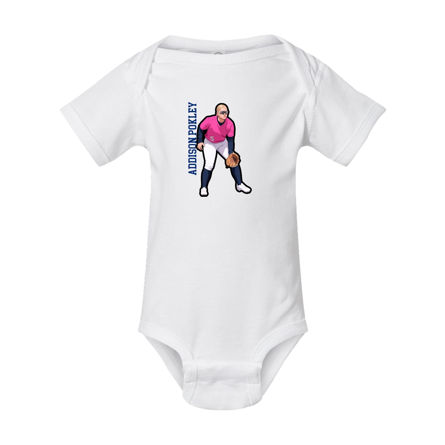 Baby Onesie — Name Vertical in White