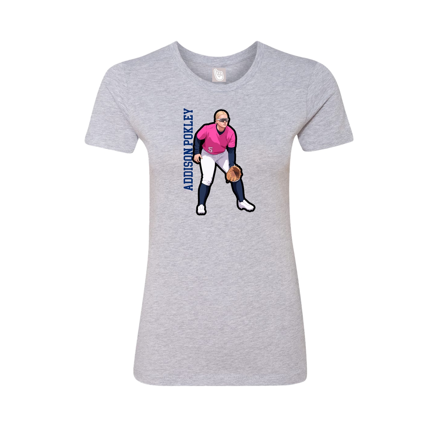 Fitted Women's Tee — Name Vertical in Grey