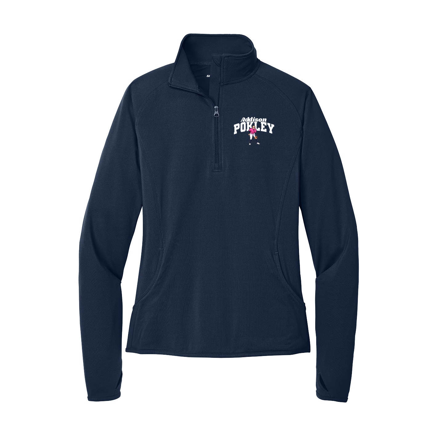 Women's Q-Zip Pullover — Signature Arch in Navy