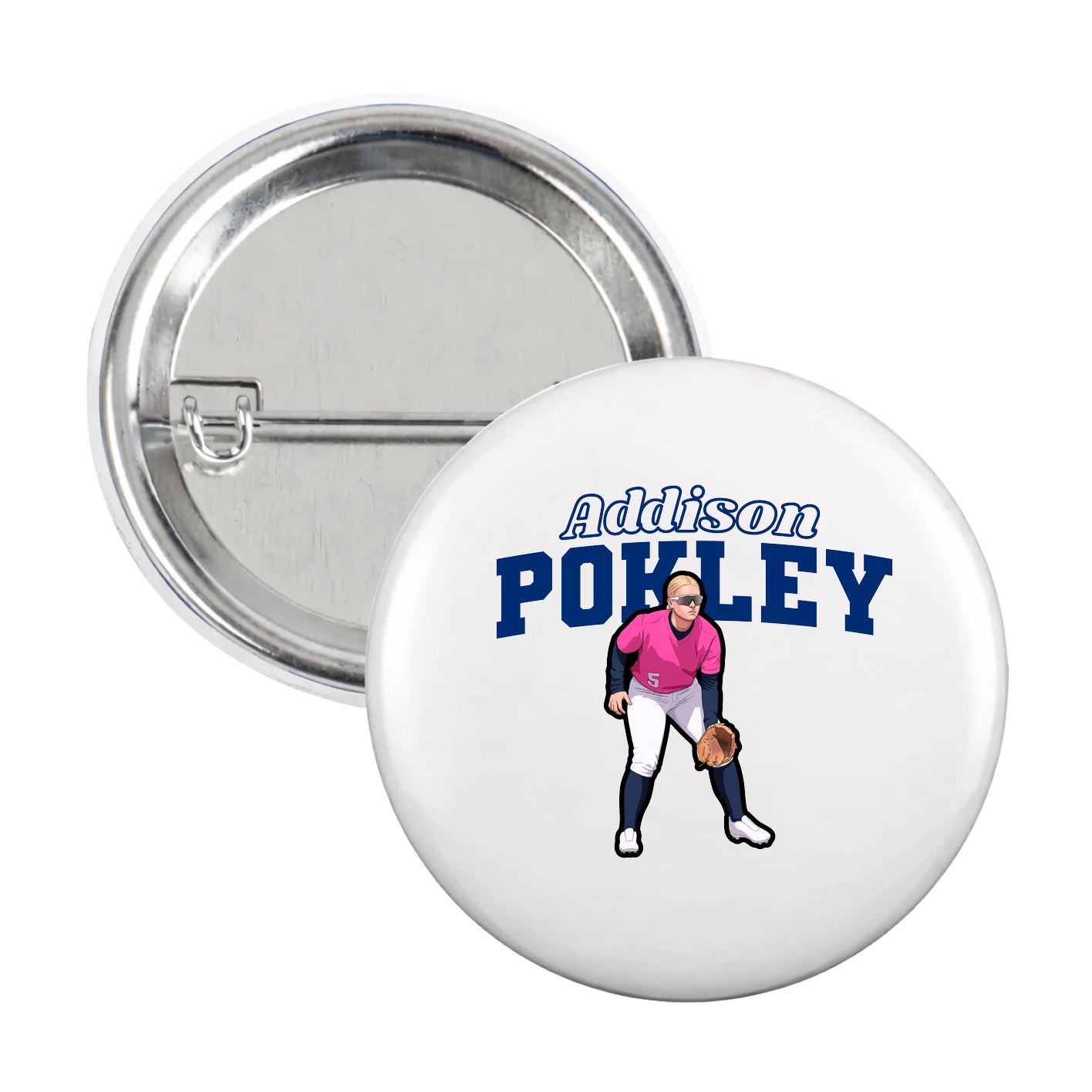 Game Day Button — Name Arch in White