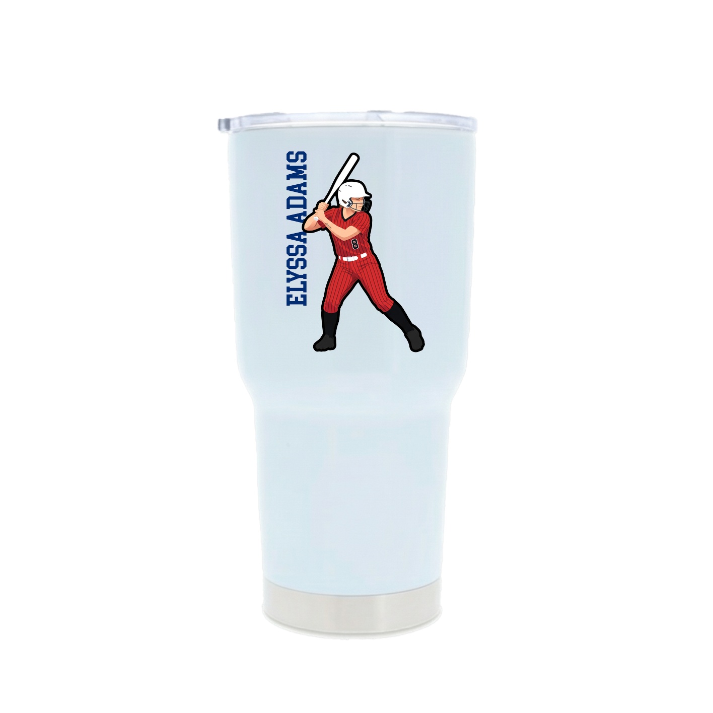 30oz Stainless Steel Tumbler — Name Vertical in White