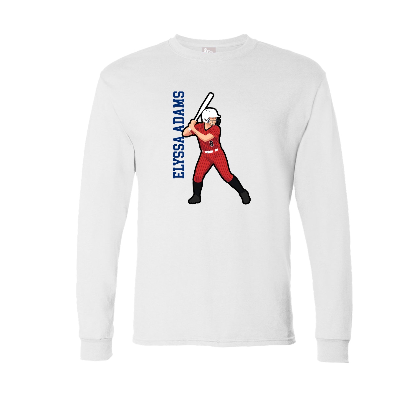 Long Sleeve Tee — Name Vertical in White