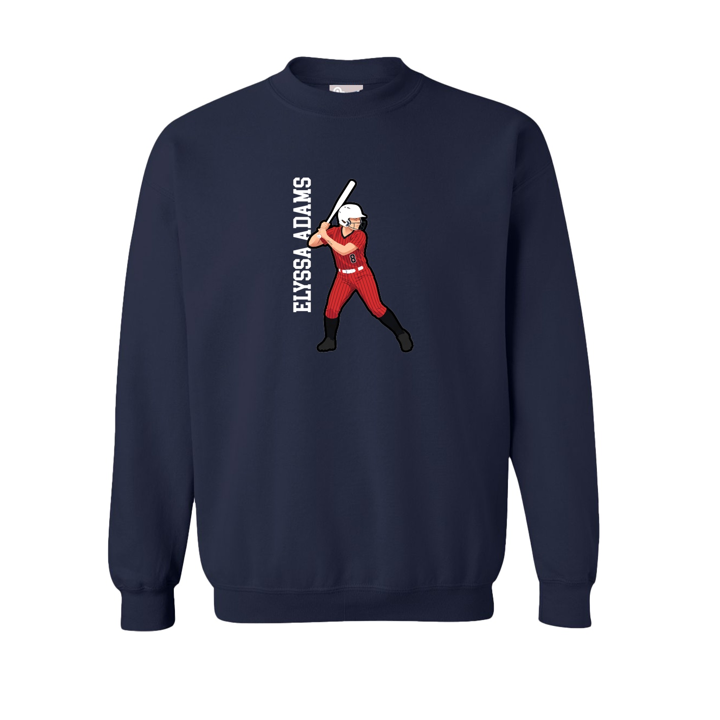 Fleece Crew — Name Vertical in Navy