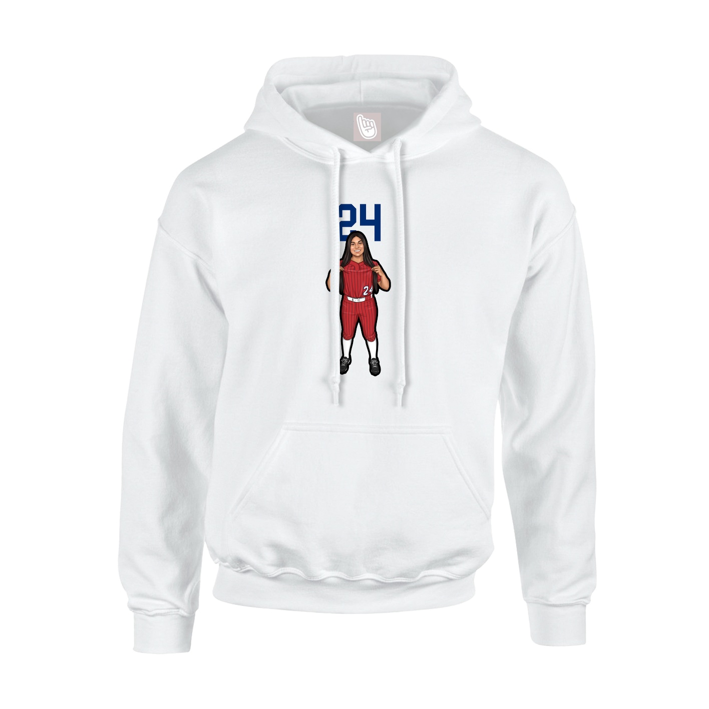 Youth Hoodie — Number Top in White